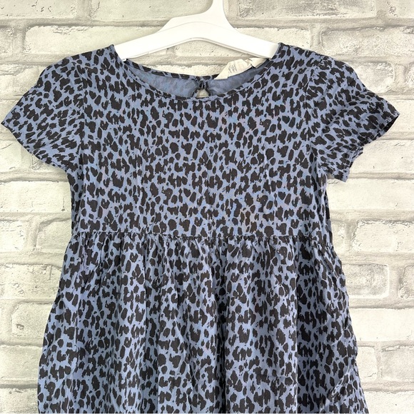 H&M Girls Purple Black Short Sleeve Cheetah Print Dress - Size 7/8 (Girls) - Picture 2 of 10